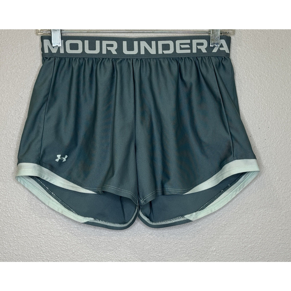Under Armour Play Up 2.0 Running Training Shorts Womens Size Small Teal Green